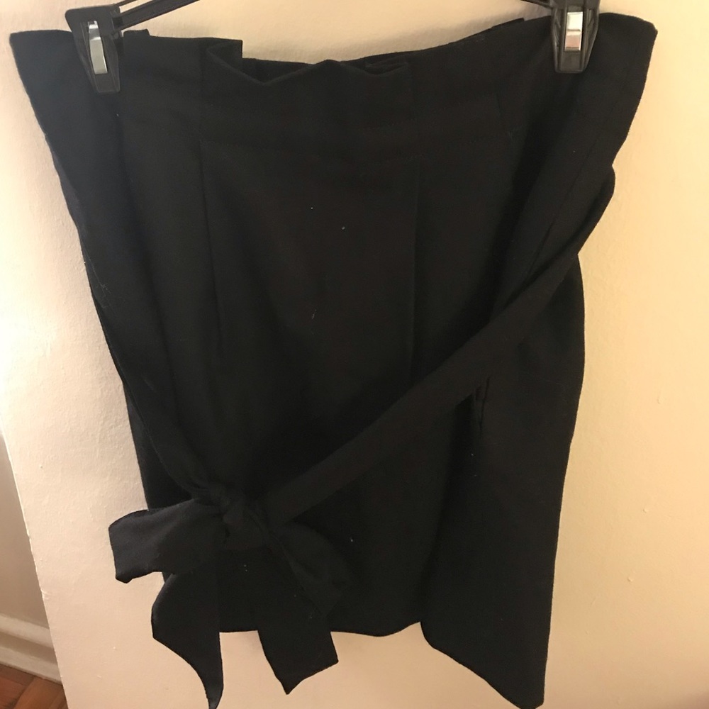 Black paper bag wool skirt